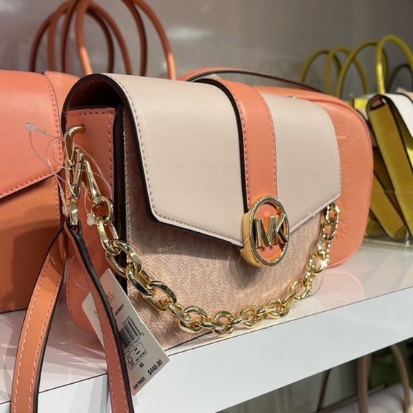 Michael Kors Carmen Small Monogram Flap Crossbody Sherbert Color - Picture 16 of 16